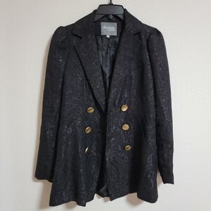 Charlotte Russe Textured Black Blazer with Gold Buttons